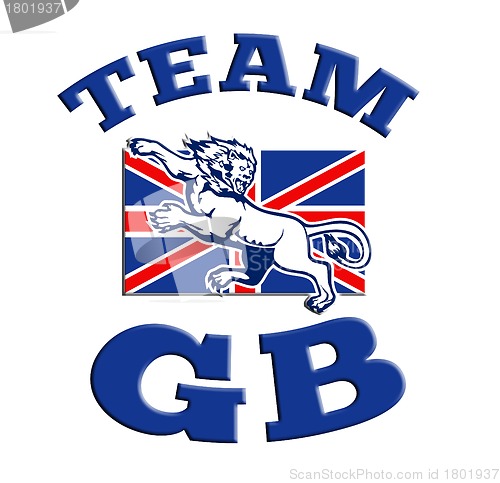 Image of Team GB Lion attacking GB British union jack flag