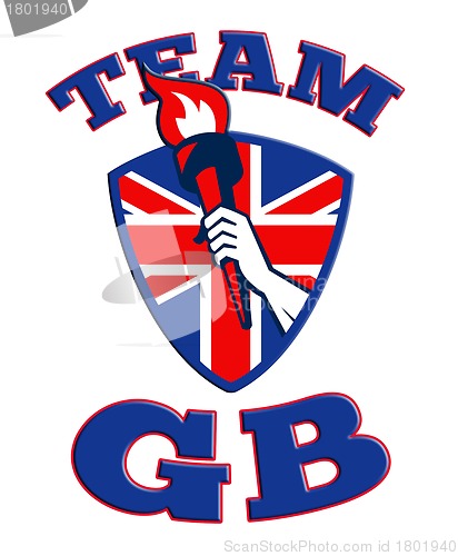 Image of Team GB Hand Holding Torch Great Britain Flag