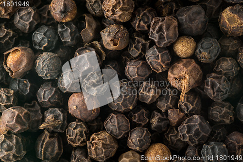 Image of Macro photo of black peppercorn seeds