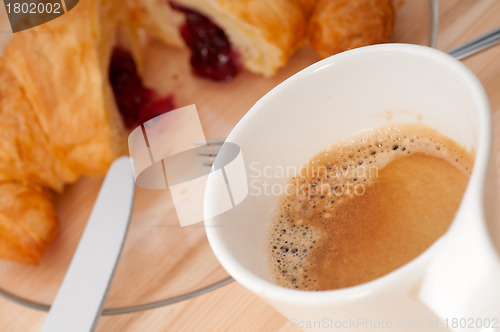 Image of fresh croissant french brioche and coffee