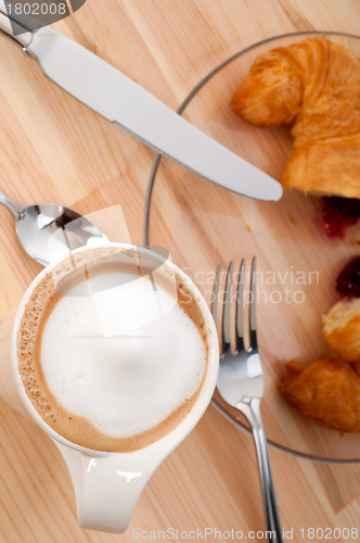 Image of fresh croissant french brioche and coffee