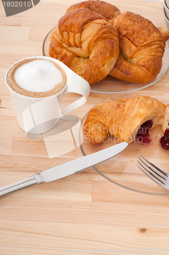 Image of fresh croissant french brioche and coffee