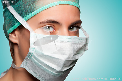 Image of Female Surgeon with face mask