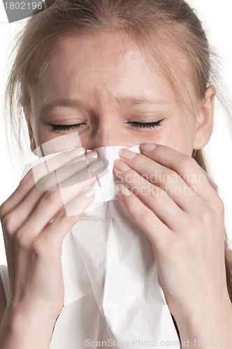 Image of Pale Woman Sneezing