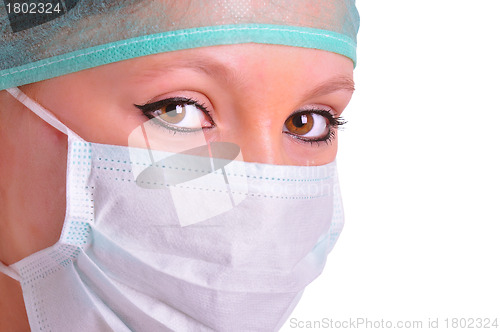 Image of Female Surgeon with face mask