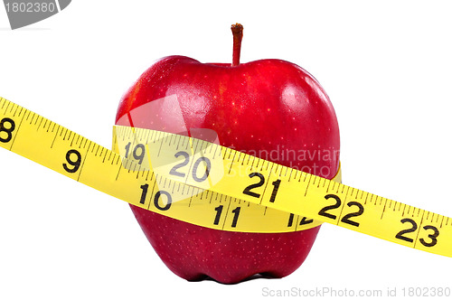 Image of Red Apple and Measuring Tape