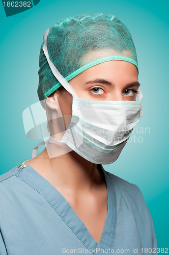 Image of Female Surgeon with face mask