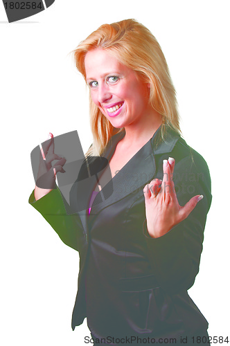 Image of Businesswoman crossing her fingers