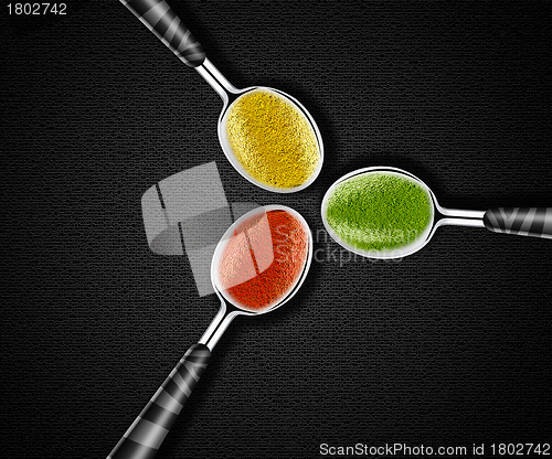 Image of  spices on spoons