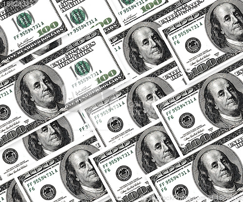 Image of Set of dollars, money background 