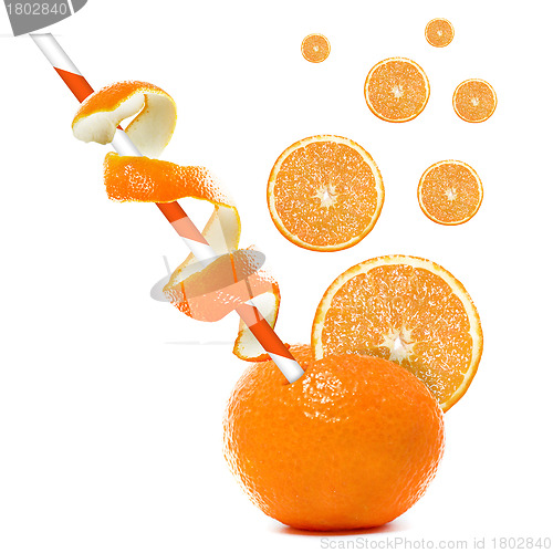 Image of orange with straw.