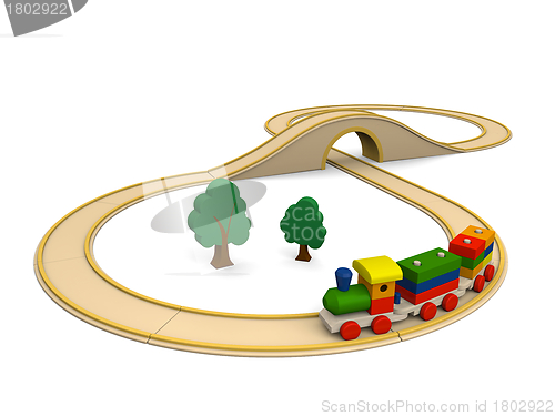 Image of Wooden toy train with track