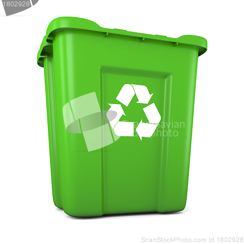 Image of Green plastic recycle bin