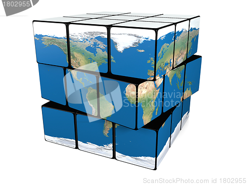 Image of Earth cube twisting
