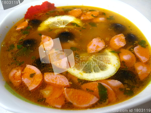 Image of The plate with tasty soup