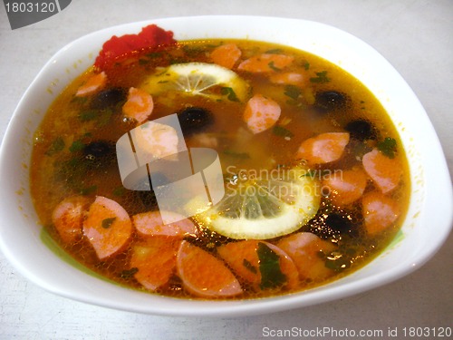 Image of The plate with tasty soup