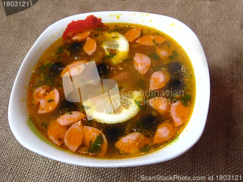 Image of The plate with tasty soup