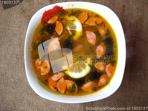 Image of The plate with tasty soup