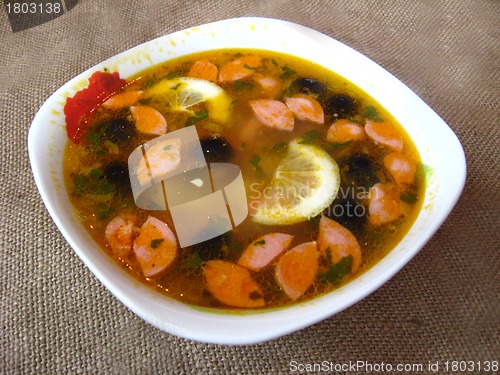 Image of The plate with tasty soup