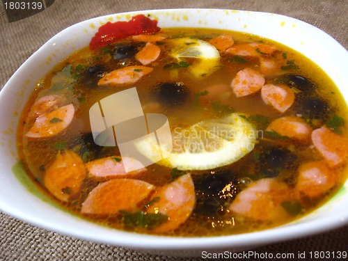 Image of The plate with tasty soup