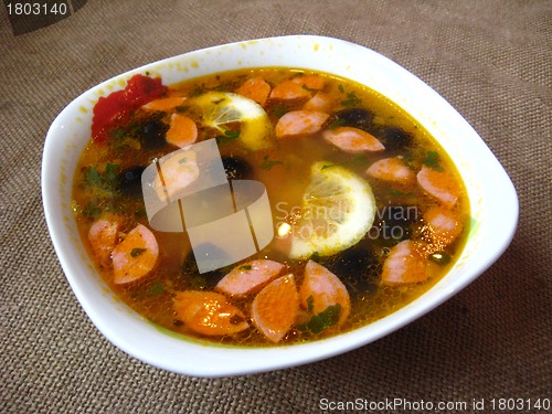 Image of The plate with tasty soup