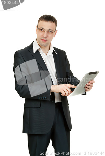 Image of Businessman with tablet PC