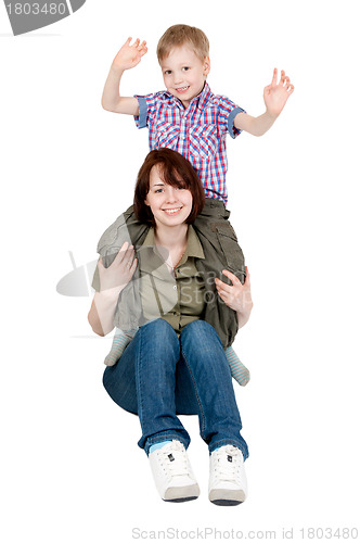 Image of Mom and her young son playing