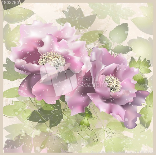 Image of Greeting card with peony. Illustration peony. 