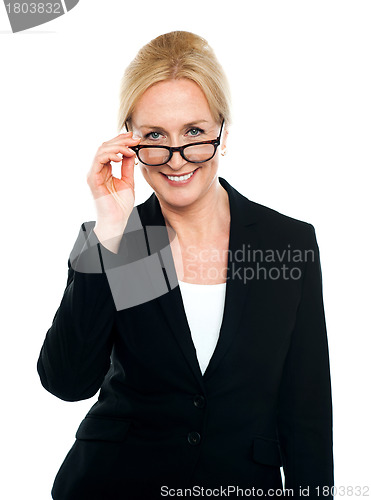 Image of Female secretary taking a closer look at you