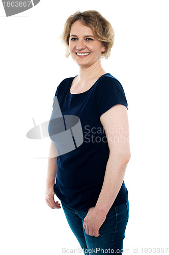 Image of Stylish portrait of attractive woman in casuals