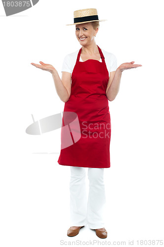 Image of Cool full length portrait of female chef