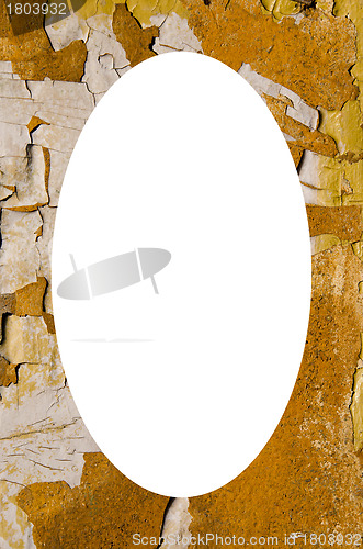 Image of Old painted wall paint and white oval in center 