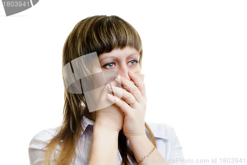 Image of frightened young woman