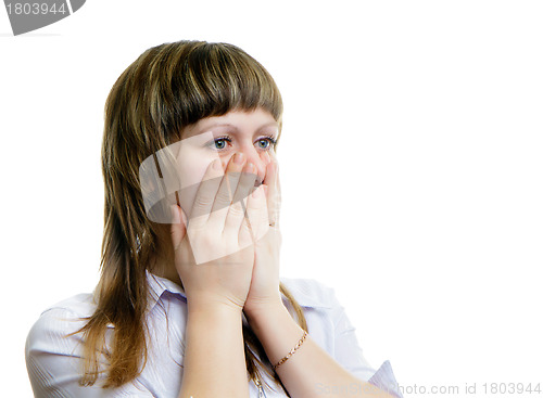 Image of frightened young woman