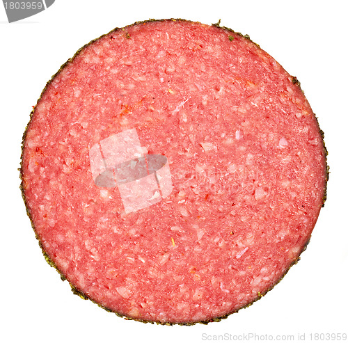 Image of slice of salami sausage
