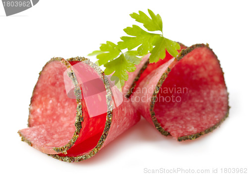 Image of slices of salami sausage