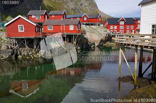 Image of Red rorbu fishing huts