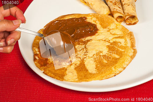 Image of Filling a pancake