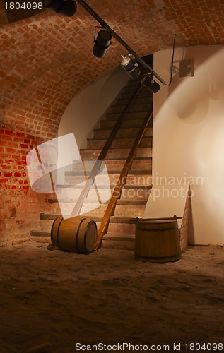 Image of Wine barrels in the old cellar