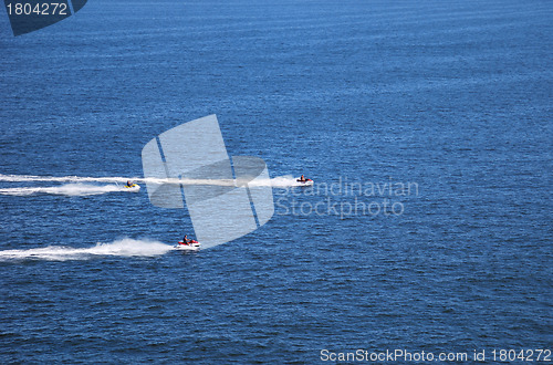 Image of Competing boats on the sea