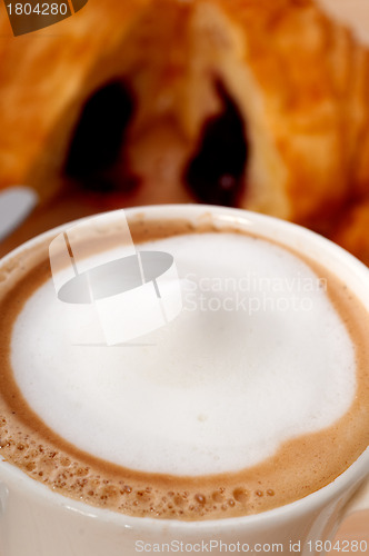 Image of fresh croissant french brioche and coffee