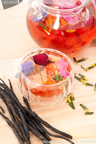 Image of Herbal natural floral tea infusion with dry flowers