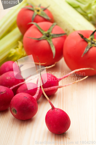 Image of fresh raddish and vegetables