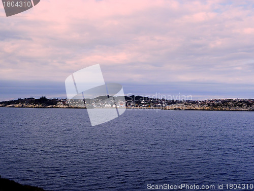 Image of coastline with houses in norway