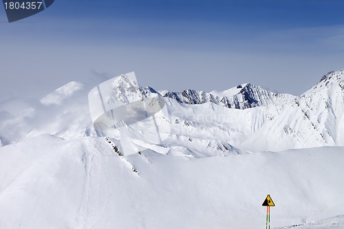 Image of Warning sing on ski resort