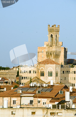 Image of rooftop  Jerusalem Palestine Israel architecture with mosque tem