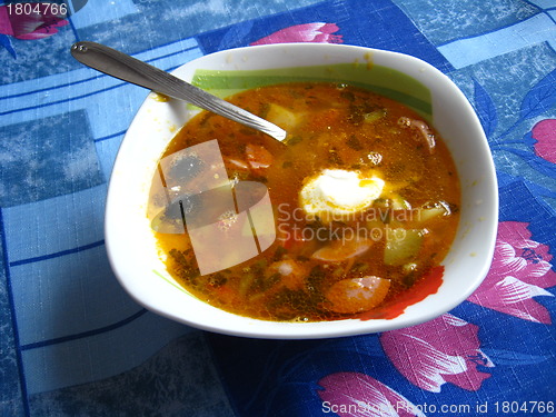 Image of Soup in a plate on the table