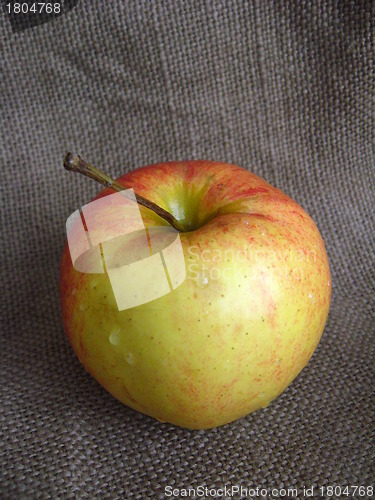 Image of apple on the brown background