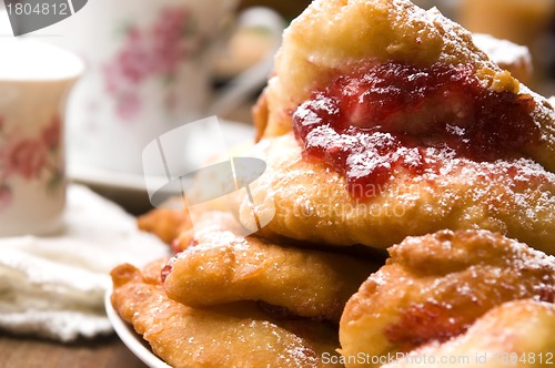 Image of Sweet doughnuts with rose marmelade