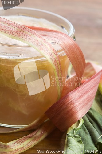 Image of Rhubarb jam in glass jar